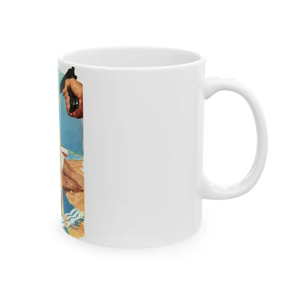 Frankie and Annette tangle with The Mob in Beach Blanket - White Coffee Mug-Go Mug Yourself