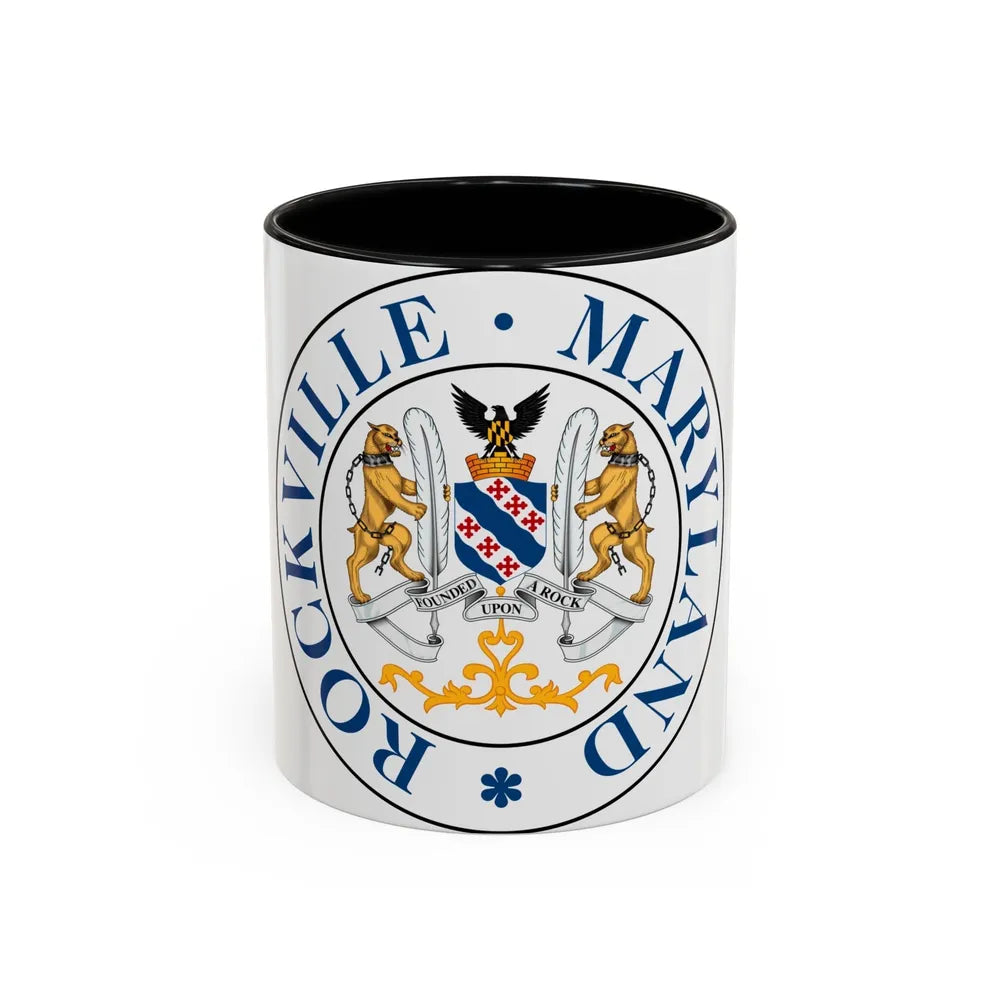 Seal of Rockville Maryland - Accent Coffee Mug-11oz-Black-Go Mug Yourself