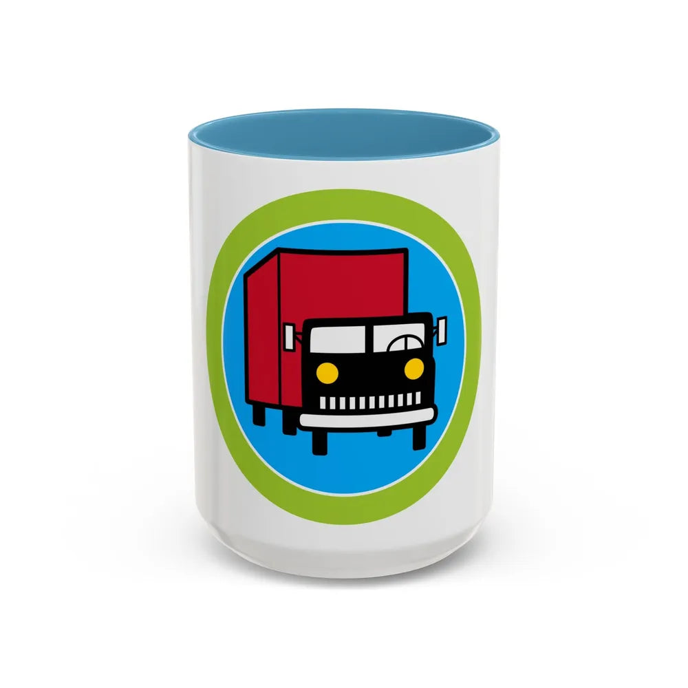 Truck Transportation (Boy Scout Merit Badge) Accent Coffee Mug-15oz-Light Blue-Go Mug Yourself