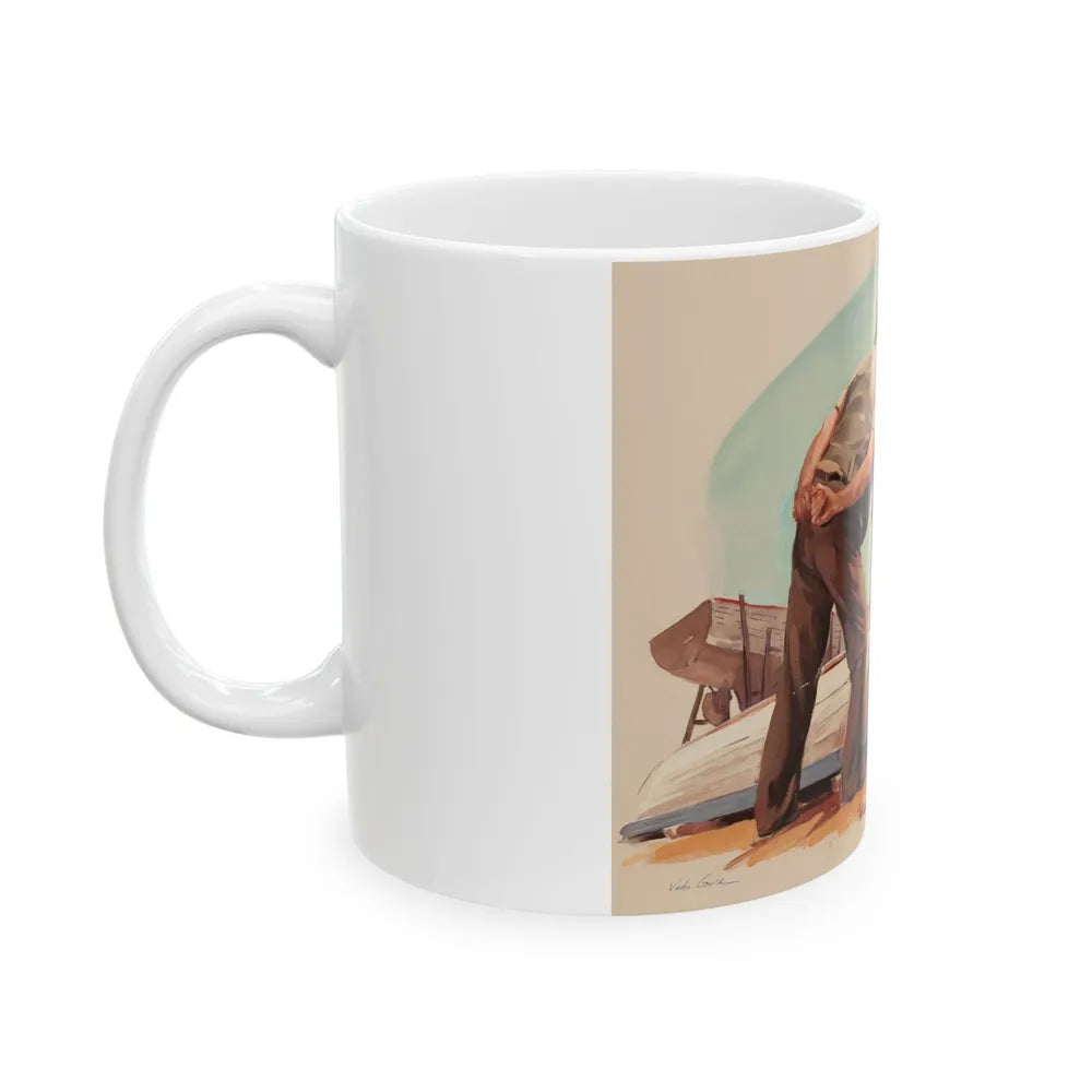 Discussing Strategy, Saturday Evening Post story illustration, circa 1940s - White Coffee Mug-Go Mug Yourself