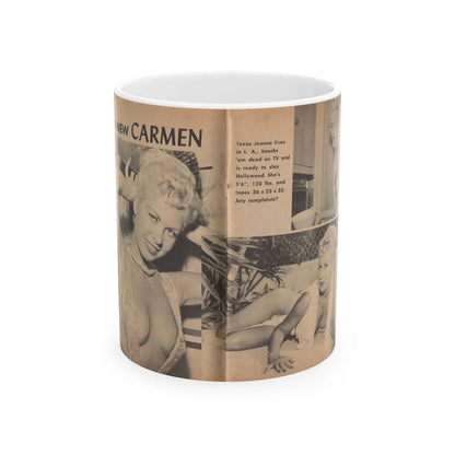 Jeanne Carmen #197 - Pages 1 & 2 of 4 with, 2 B&W Photos & Caption from Bold Pocket Mag. April '59 (Vintage Female Icon) White Coffee Mug-11oz-Go Mug Yourself