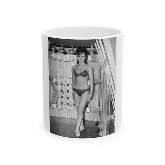 Gila Golan #90 - Our Man Flint '66 B&W Cheesecake Promo Photo (Vintage Female Icon) White Coffee Mug-11oz-Go Mug Yourself