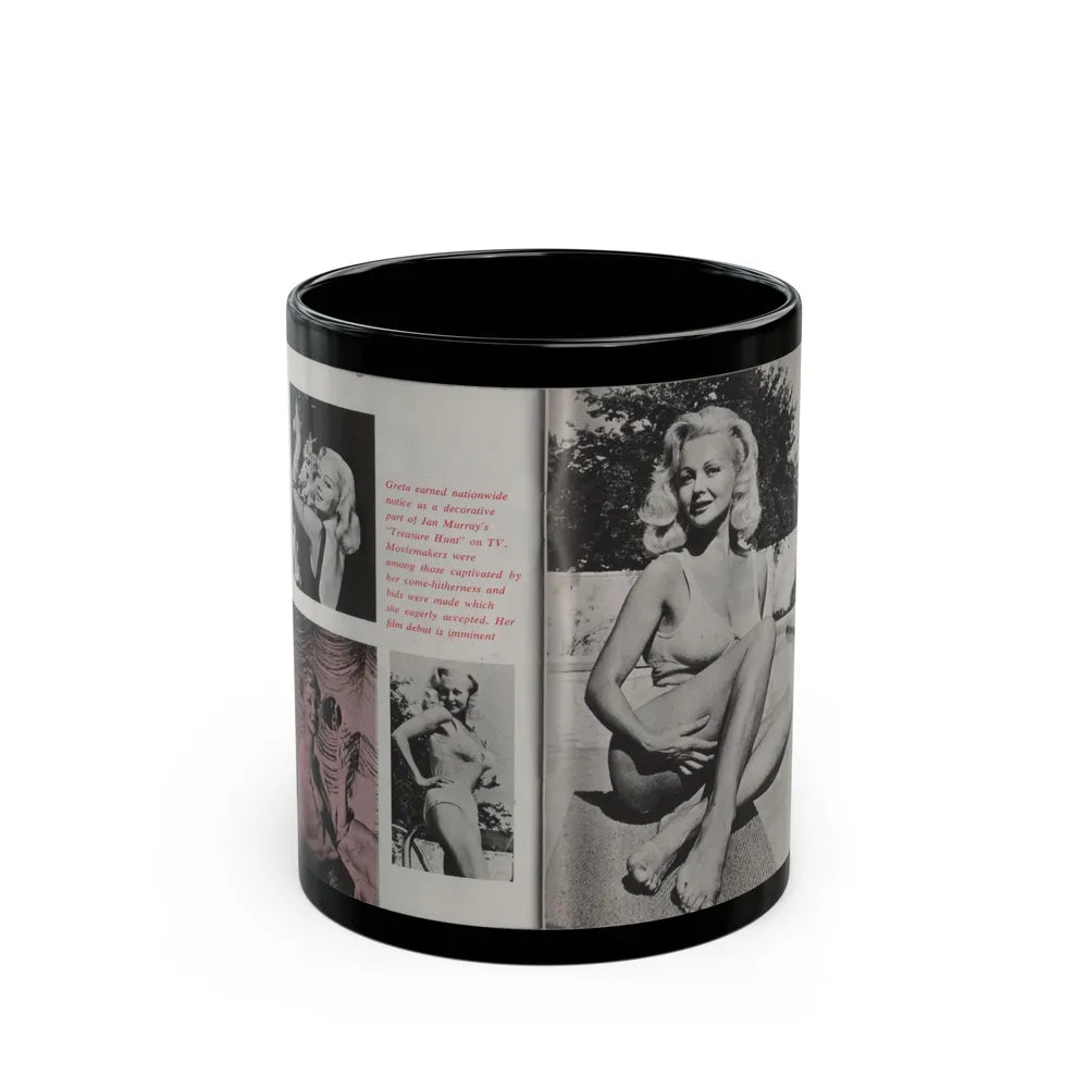 Greta Thyssen #43 - Pose! Pocket Mag. July '58 - 4 B&W Photos & Caption (Vintage Female Icon) Black Coffee Mug-11oz-Go Mug Yourself