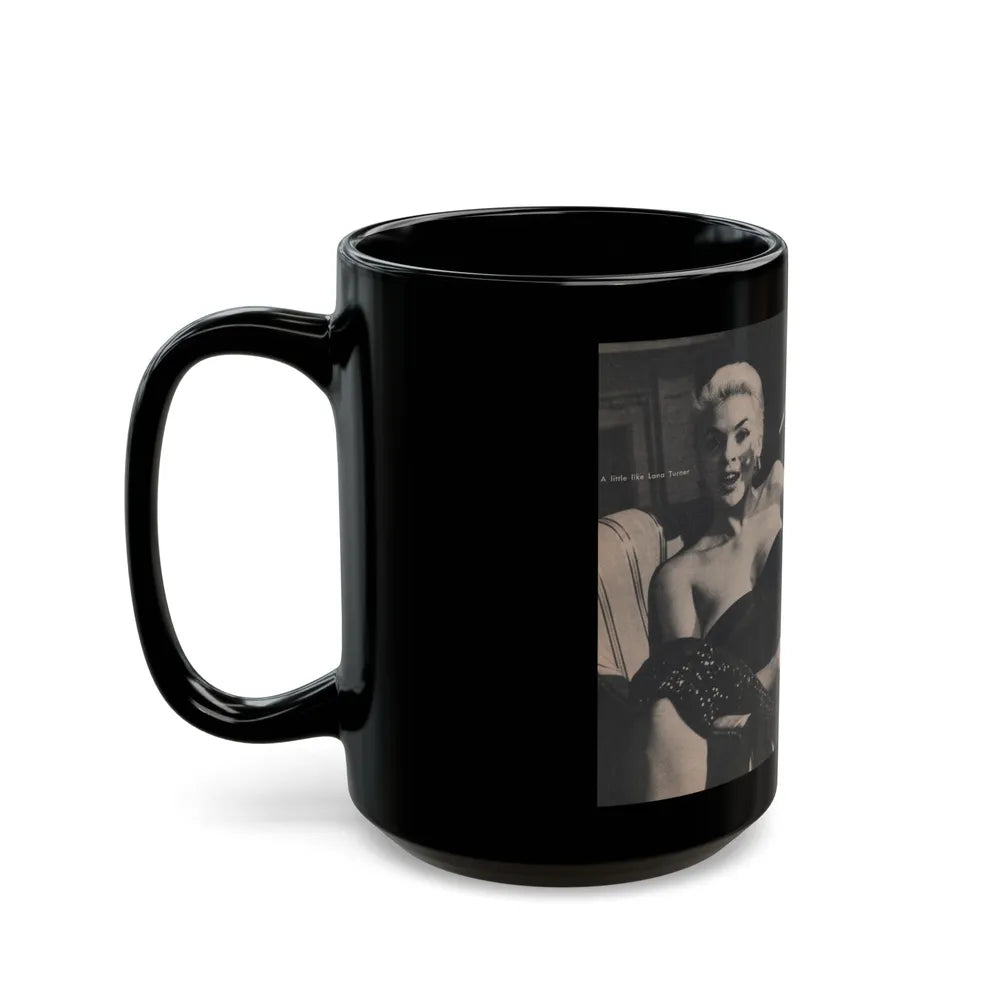 Jayne Mansfield #307 - JAYNE Pocket Magazine Pages 58 & 59 (Vintage Female Icon) Black Coffee Mug-Go Mug Yourself