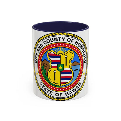 Seal of Honolulu Hawaii - Accent Coffee Mug-11oz-Navy-Go Mug Yourself