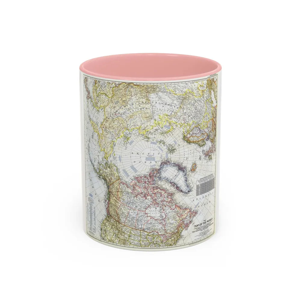 Top Of The World (1949) (Map) Accent Coffee Mug-11oz-Pink-Go Mug Yourself