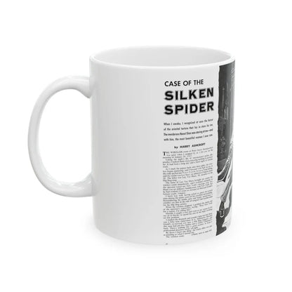 Case of the Silken Spider, Man's Illustrated, November 1958 - White Coffee Mug-Go Mug Yourself