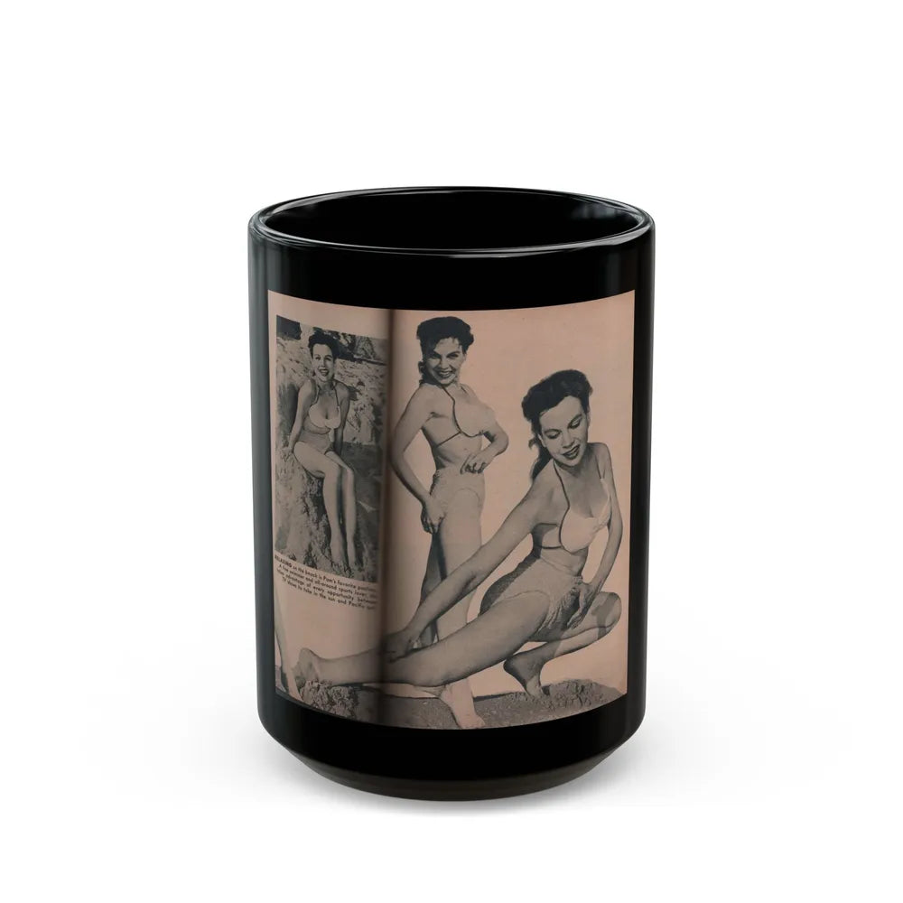 Pamela Duncan #29 - PHOTO Digest Mag. March '55 - 3 B&W Photos (Vintage Female Icon) Black Coffee Mug-15oz-Go Mug Yourself