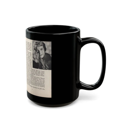 Terry Moore #439 - 66 PHOTOGRAPHS OF Terry MOORE U.K. Pocket Mag. Pages 8 & 9 (Vintage Female Icon) Black Coffee Mug-Go Mug Yourself