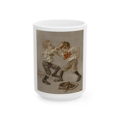 Fight Between Two Boys, Saturday Evening Post cover study, 1911 - White Coffee Mug-15oz-Go Mug Yourself