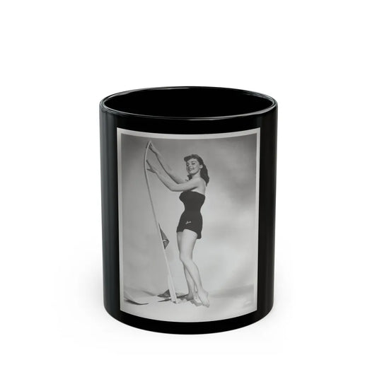 Elaine Stewart #163 - Negative Struck B&W 8x10 50's Era Full Body 1 Piece Swimsuit Cheesecake HQ Photo (Vintage Female Icon) Black Coffee Mug-11oz-Go Mug Yourself