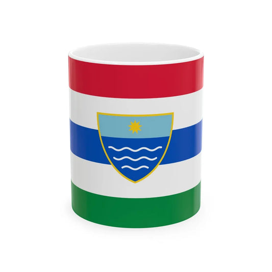 Flag of Herzegovina Neretva Canton Bosnia and Herzegovina - White Coffee Mug-11oz-Go Mug Yourself