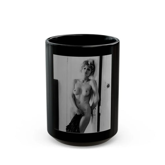 Ingrid Pitt #83 - Topless (Vintage Female Icon) Black Coffee Mug-15oz-Go Mug Yourself