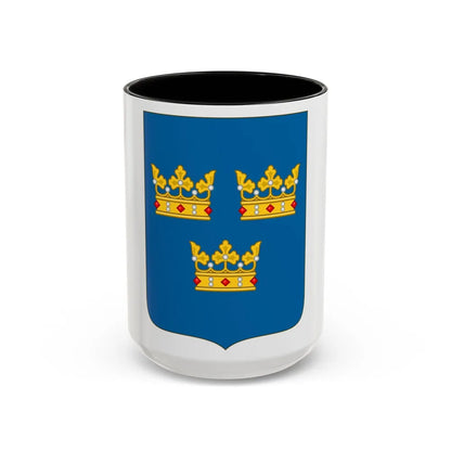 Shield of arms of Sweden - Accent Coffee Mug-15oz-Black-Go Mug Yourself