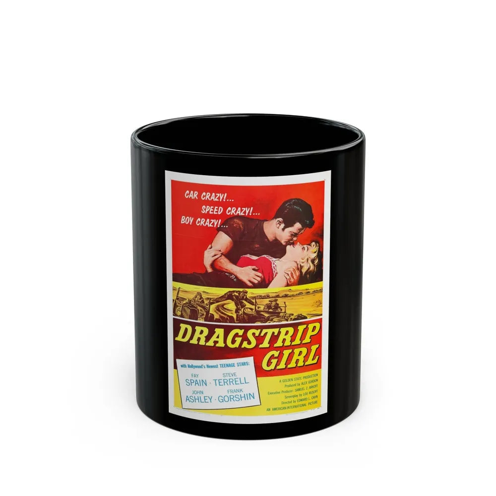 DRAGSTRIP GIRL 1957 Movie Poster - Black Coffee Mug-11oz-Go Mug Yourself