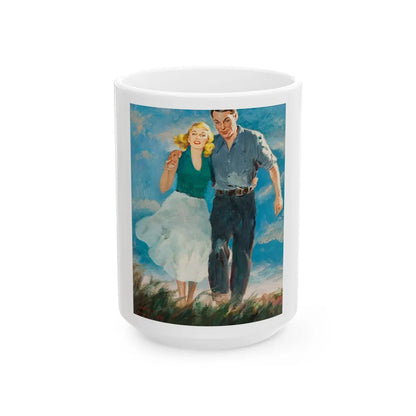 Couple Walking in a Field, 1950 - White Coffee Mug-15oz-Go Mug Yourself