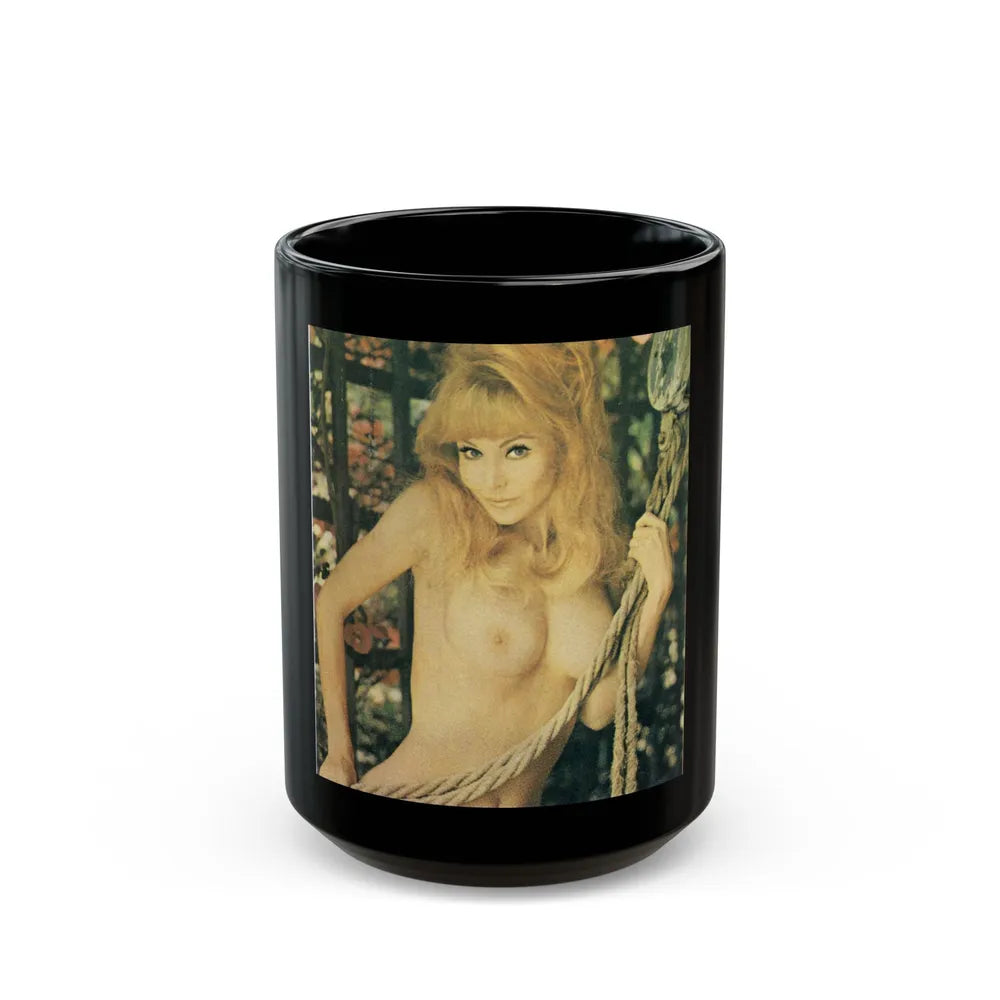 Francine York #23 - Topless (Vintage Female Icon) Black Coffee Mug-15oz-Go Mug Yourself