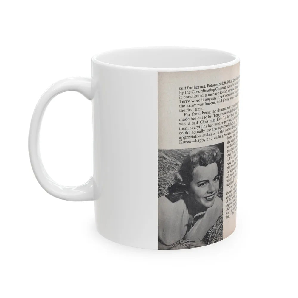 Terry Moore #450 - 66 PHOTOGRAPHS OF Terry MOORE U.K. Pocket Mag. Pages 30 & 31 (Vintage Female Icon) White Coffee Mug-Go Mug Yourself