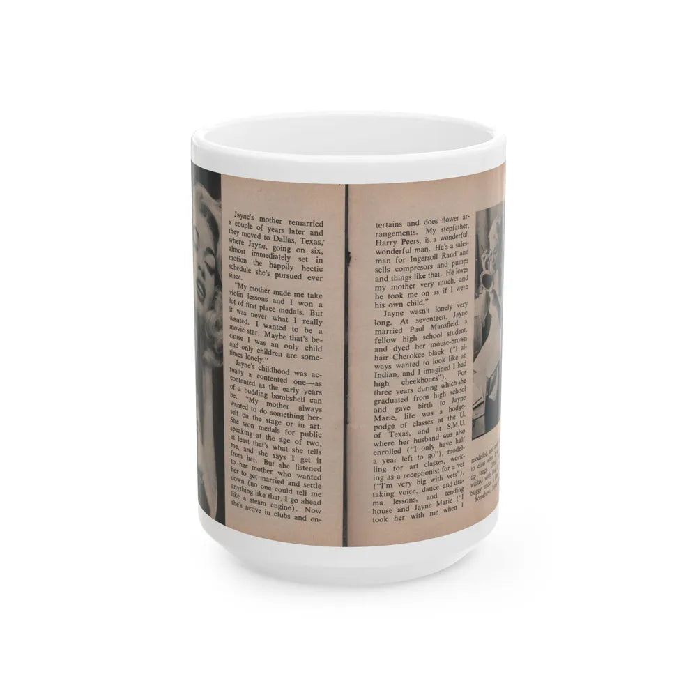 Jayne Mansfield #297 - JAYNE Pocket Magazine Pages 38 & 39 (Vintage Female Icon) White Coffee Mug-15oz-Go Mug Yourself