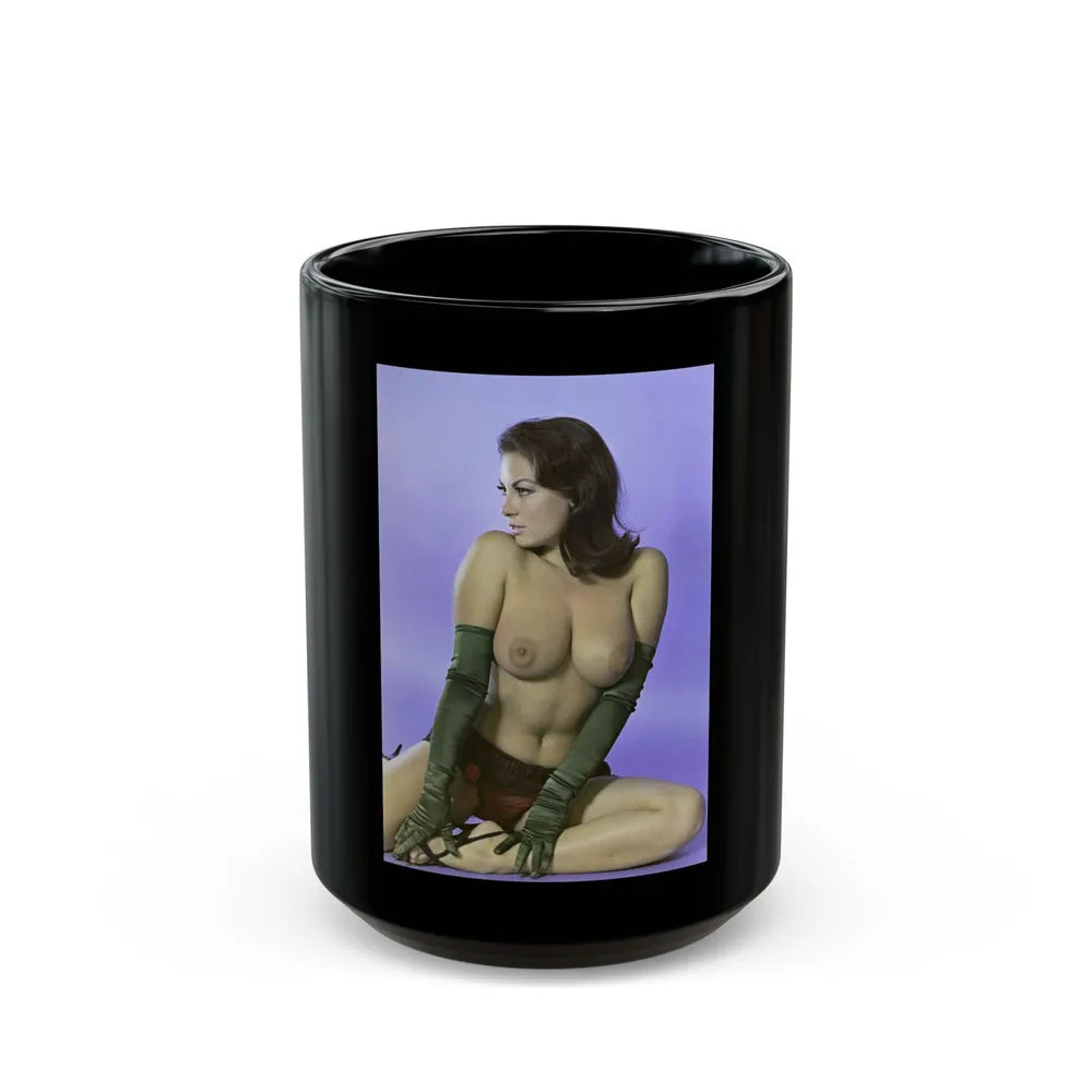 June Palmer #232 - Topless (Vintage Female Icon) Black Coffee Mug-15oz-Go Mug Yourself