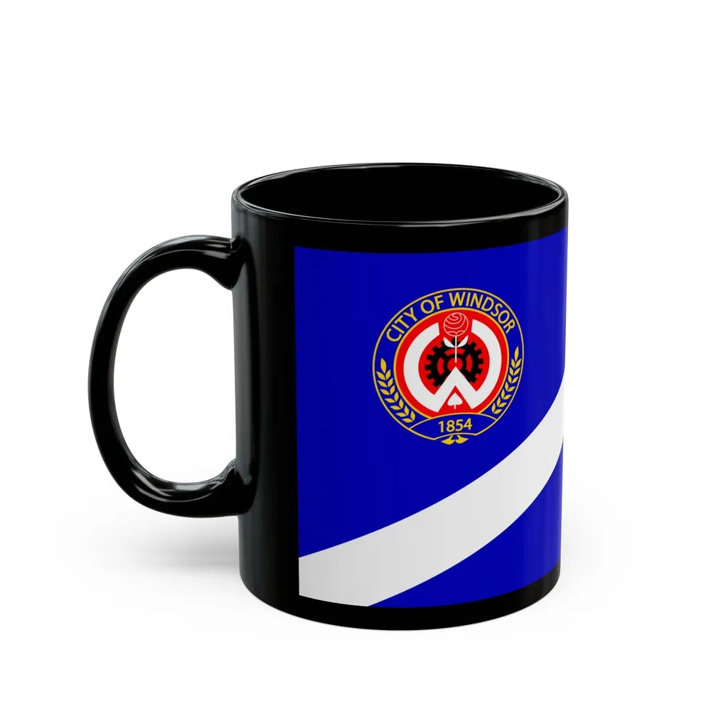 Flag of Windsor Ontario Canada - Black Coffee Mug-Go Mug Yourself