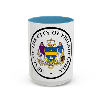 Seal of Philadelphia Pennsylvania - Accent Coffee Mug-15oz-Light Blue-Go Mug Yourself