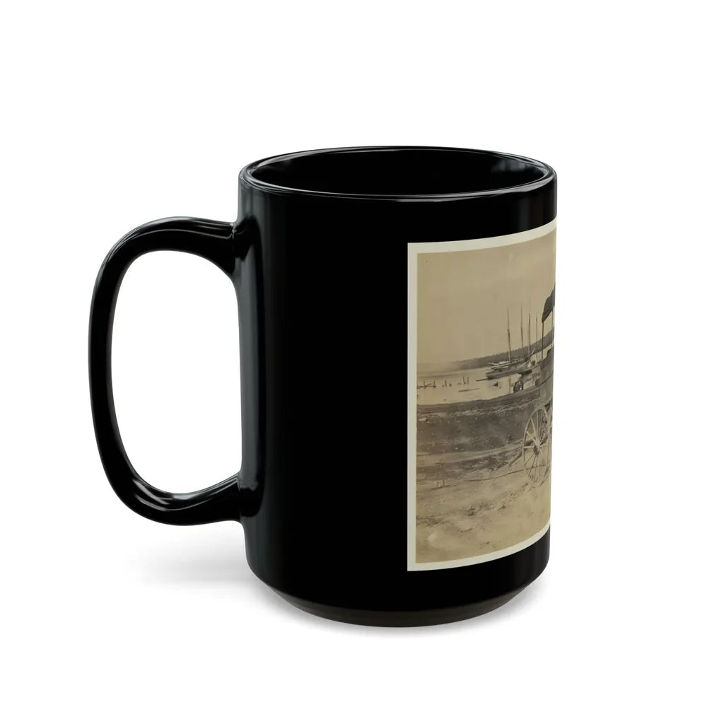 Covered Wagon With Side Curtains Rolled Up At A Military Facility (U.S. Civil War) Black Coffee Mug-Go Mug Yourself