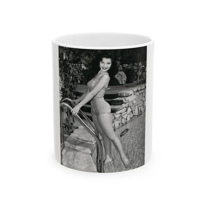 Debra Paget #274 B&W 8x10 Full Body 2-Piece Swimsuit Leggy Barefoot Cheesecake Phorto (Vintage Female Icon) White Coffee Mug-11oz-Go Mug Yourself