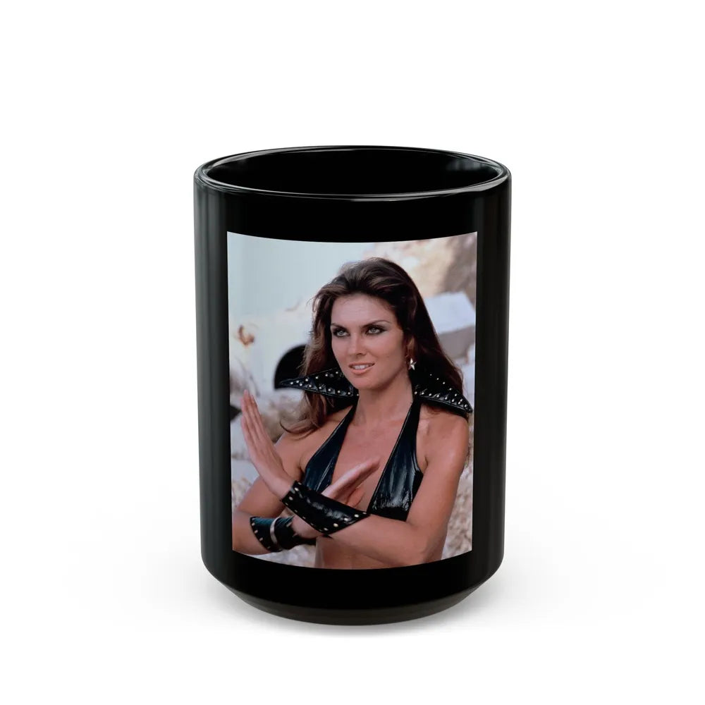 Caroline Munro #335 (Vintage Female Icon) Black Coffee Mug-15oz-Go Mug Yourself