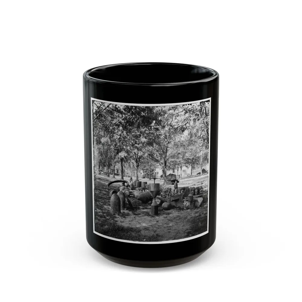 Charleston, S.C. Confederate Torpedoes, Shot, And Shell In The Arsenal Yard (U.S. Civil War) Black Coffee Mug-15oz-Go Mug Yourself