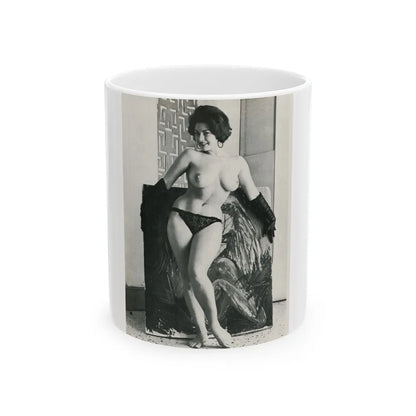 June Palmer #330 - Topless (Vintage Female Icon) White Coffee Mug-11oz-Go Mug Yourself