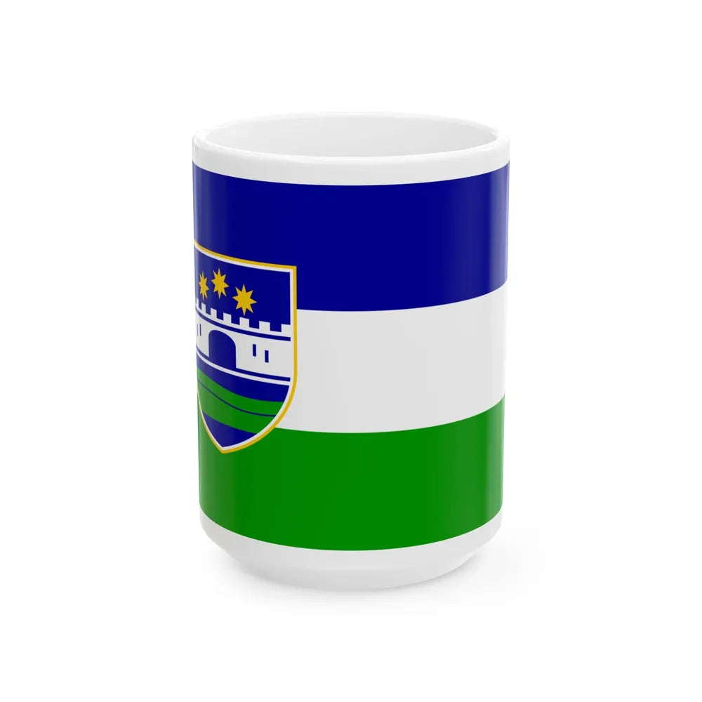 Flag of Una Sana Canton Bosnia and Herzegovina - White Coffee Mug-15oz-Go Mug Yourself