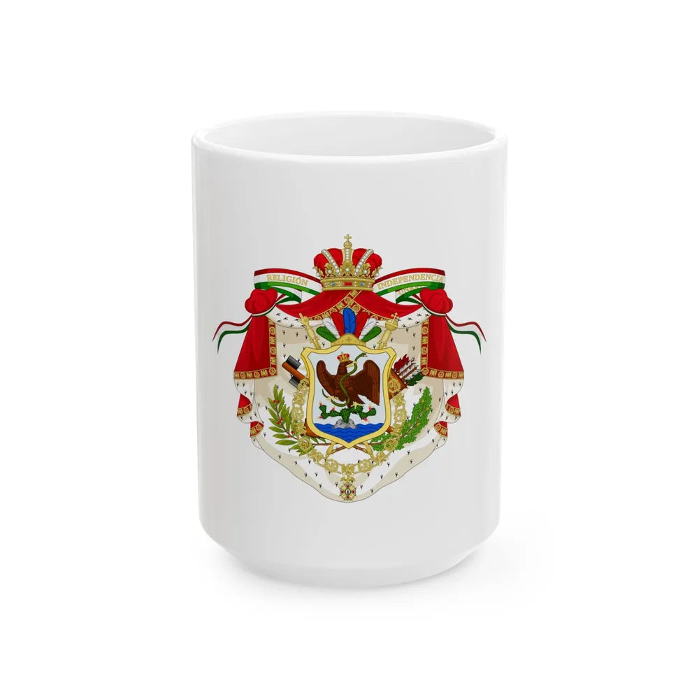 Coat of Arms of the First Mexican Empire - White Coffee Mug-15oz-Go Mug Yourself