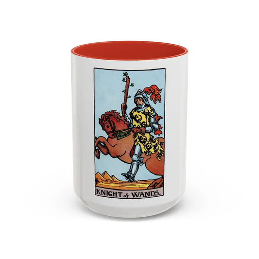 The Knight of Wands (Tarot Card) Accent Coffee Mug-15oz-Red-Go Mug Yourself