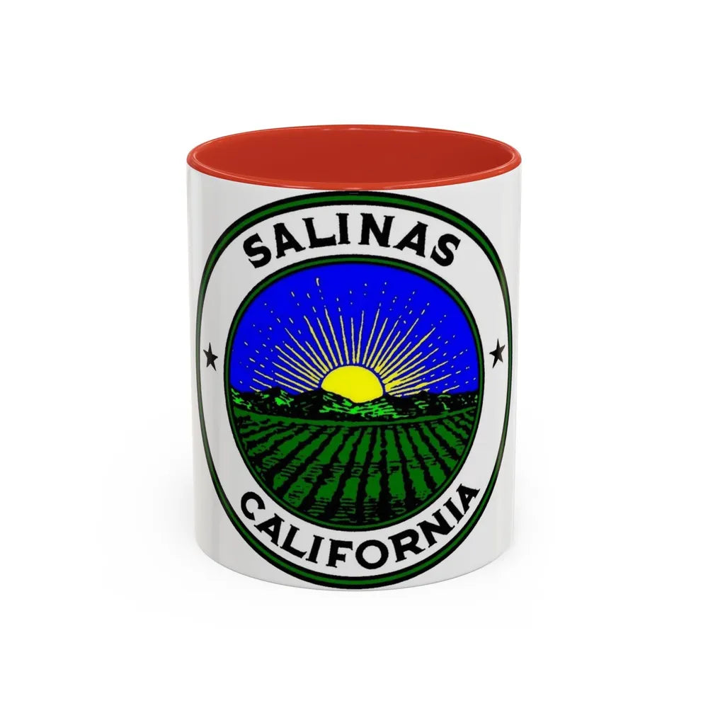 Seal of Salinas California - Accent Coffee Mug-11oz-Red-Go Mug Yourself