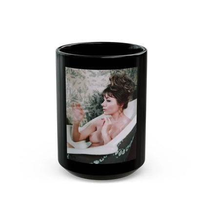 Ingrid Pitt #86 - Topless (Vintage Female Icon) Black Coffee Mug-15oz-Go Mug Yourself