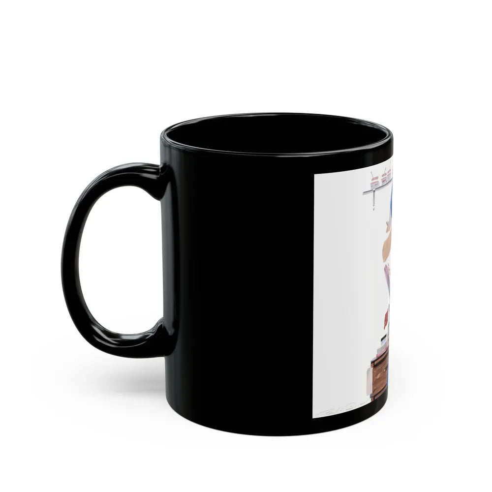 Dolled Up, woman's magazine story illustration, 1954 - Black Coffee Mug-Go Mug Yourself