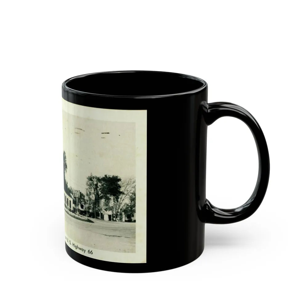 Cooks Court East of Tulsa on U S Highway 66 (Greeting Postcards) Black Coffee Mug-Go Mug Yourself