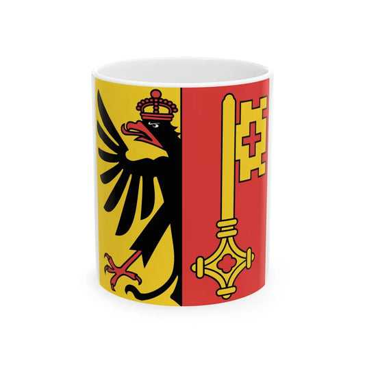 Flag of Canton of Geneva Switzerland - White Coffee Mug-11oz-Go Mug Yourself