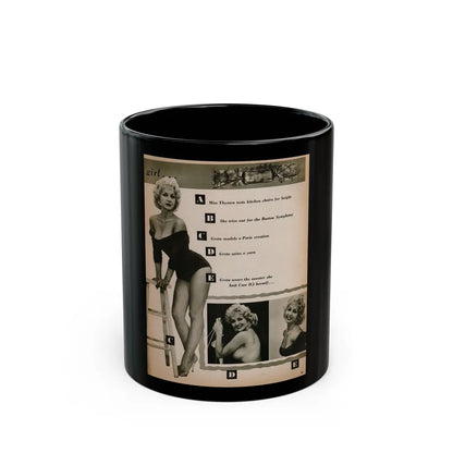 Greta Thyssen #142 - 1 Pages & 3 B&W Photos & Captions from Jem Mag. June '58 (Vintage Female Icon) Black Coffee Mug-11oz-Go Mug Yourself