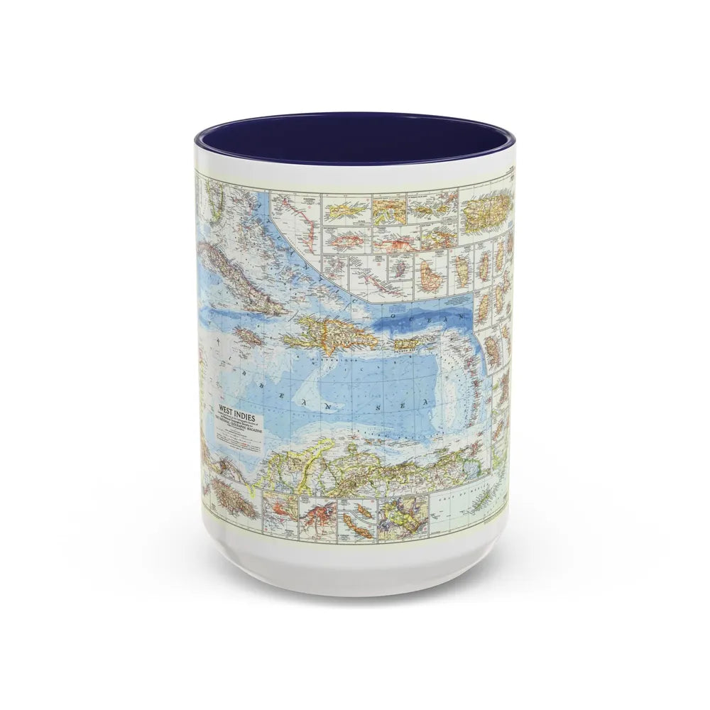 West Indies (1954) (Map) Accent Coffee Mug-15oz-Navy-Go Mug Yourself