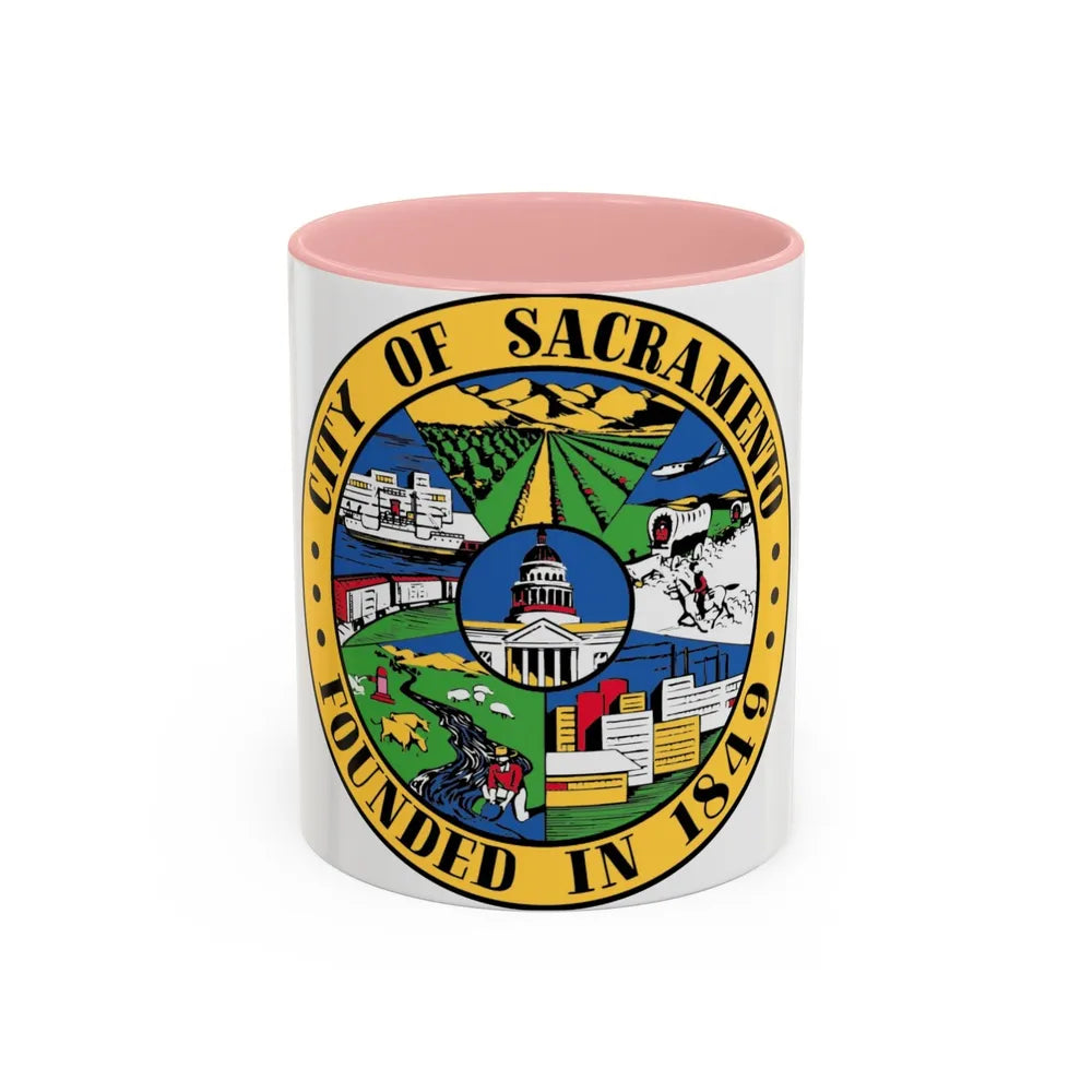 Seal of Sacramento California - Accent Coffee Mug-11oz-Pink-Go Mug Yourself