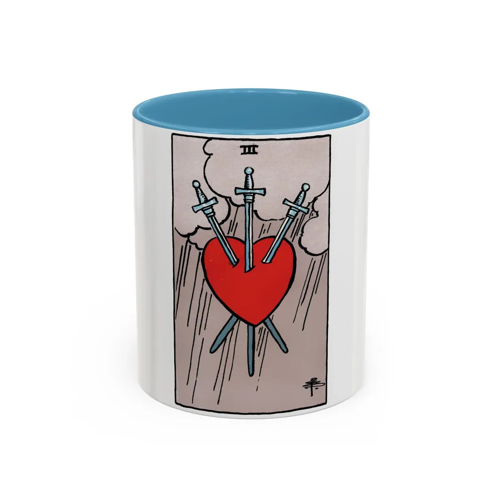 The 3 of Swords (Tarot Card) Accent Coffee Mug-11oz-Light Blue-Go Mug Yourself