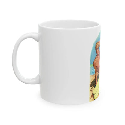 Frankie and Annette tangle with The Mob in Beach Blanket - White Coffee Mug-Go Mug Yourself