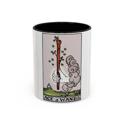 The Ace of Wands (Tarot Card) Accent Coffee Mug-11oz-Black-Go Mug Yourself