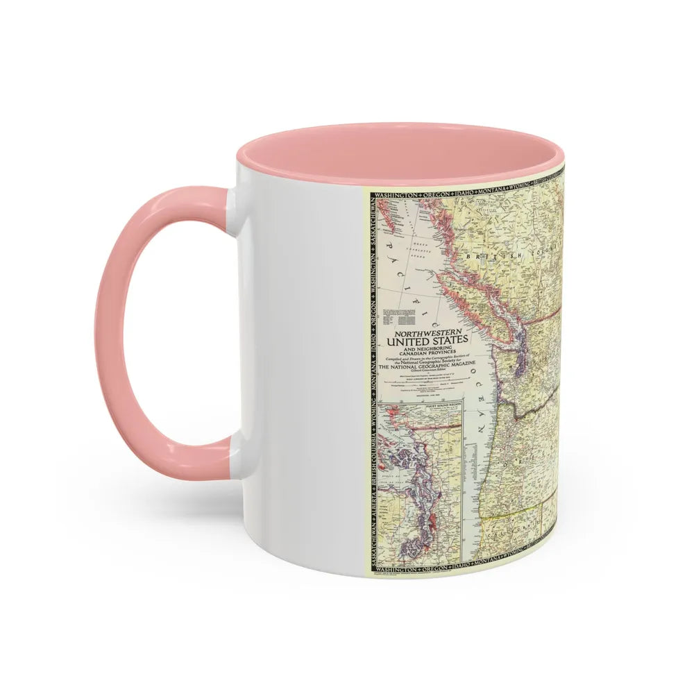 USA - Northwestern (1950) (Map) Accent Coffee Mug-Go Mug Yourself