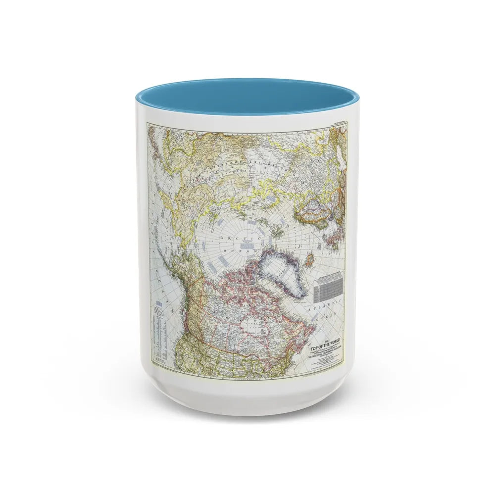 Top Of The World (1949) (Map) Accent Coffee Mug-15oz-Light Blue-Go Mug Yourself