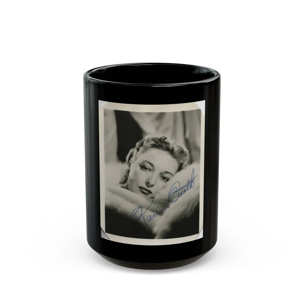 Karin Booth #17 (Vintage Female Icon) Black Coffee Mug-15oz-Go Mug Yourself