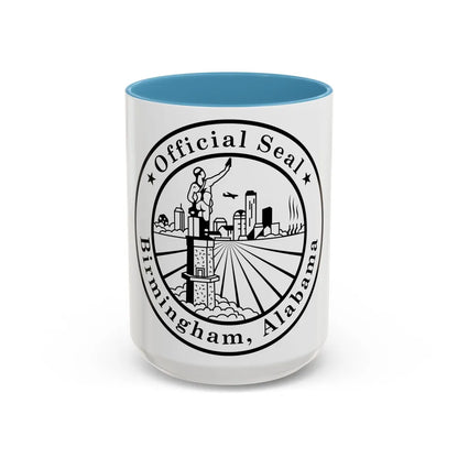 Seal of Birmingham Alabama - Accent Coffee Mug-15oz-Light Blue-Go Mug Yourself