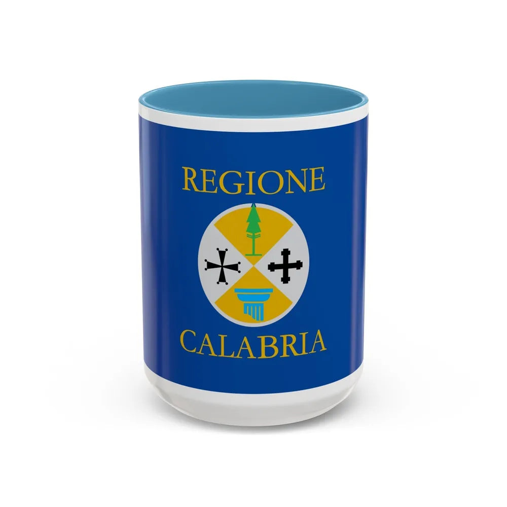 Flag of Calabria Italy - Accent Coffee Mug-15oz-Light Blue-Go Mug Yourself